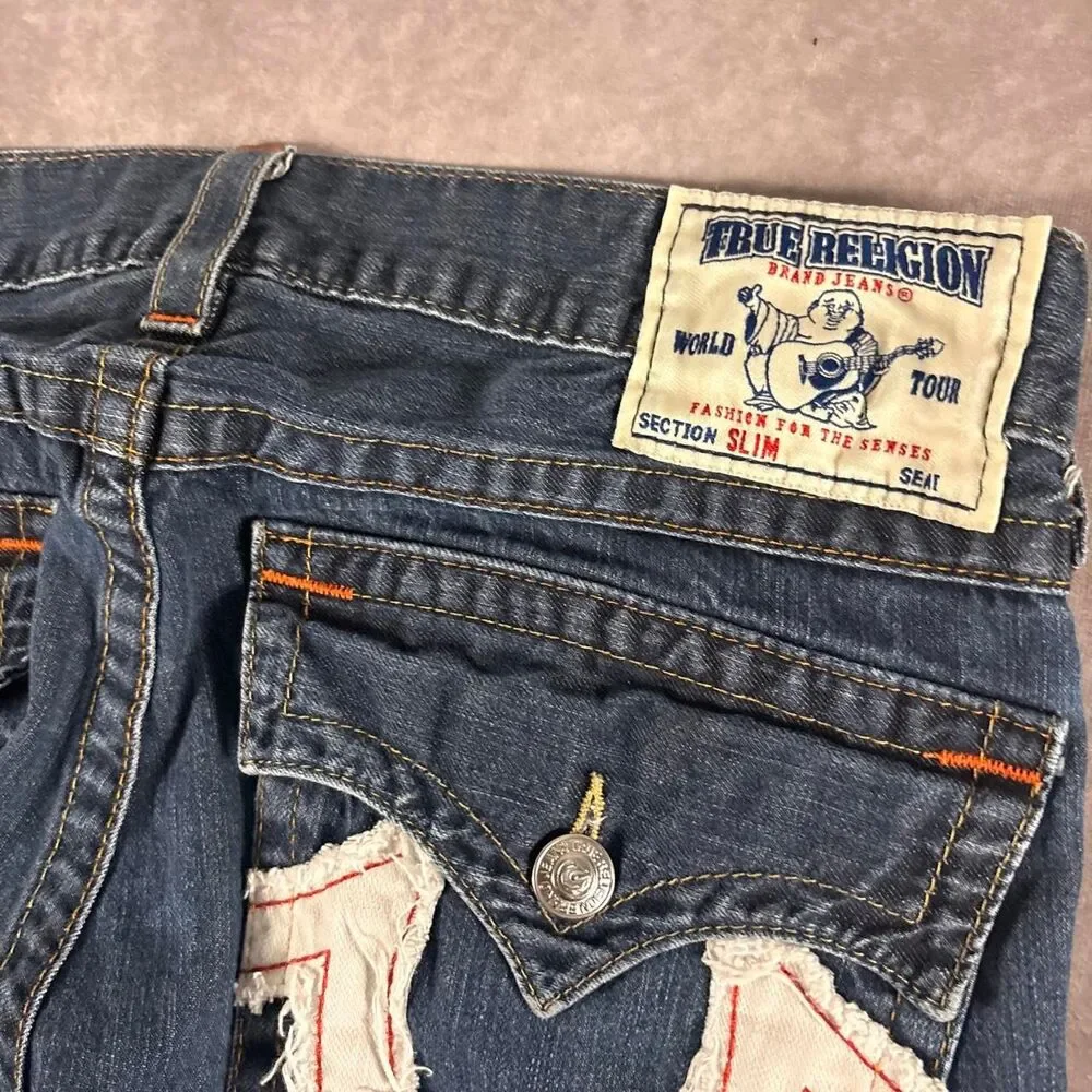 true religion ricky stitched logos slim fit jeans